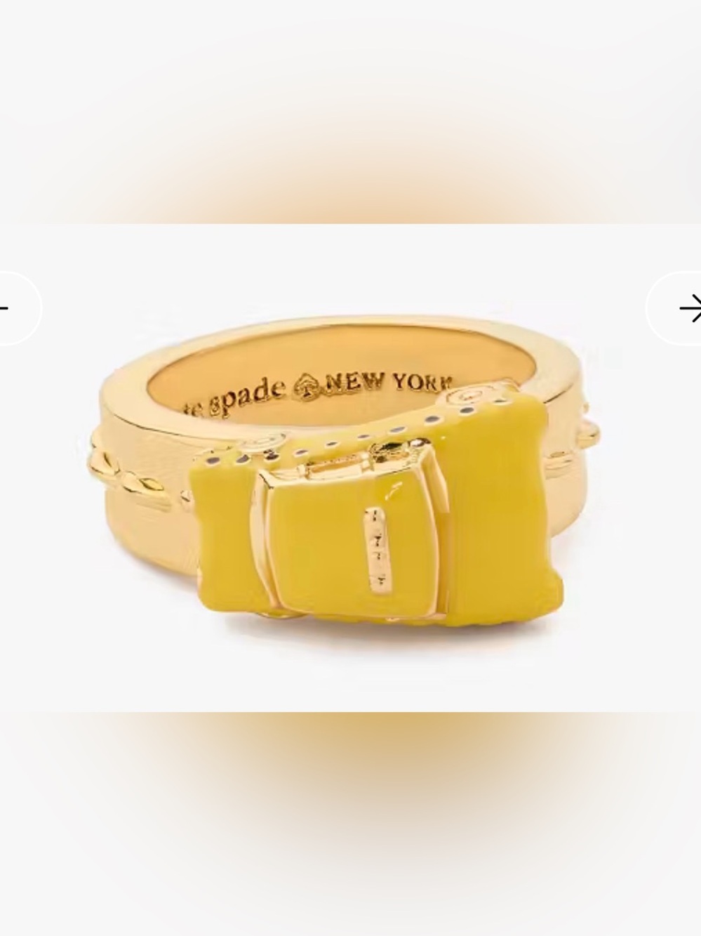 NWT Kate spade hit the city Taxi Ring Yellow 💛Size 8
